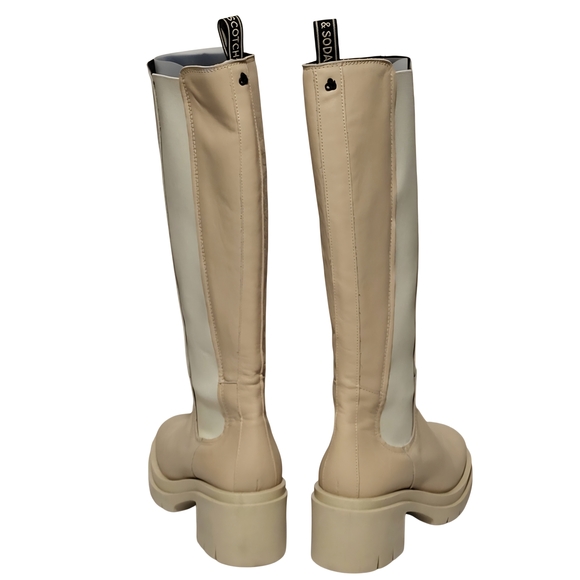 Scotch & Soda Womens 8.5 Bettie Leather Knee High Riding Boots Tan Lug Sole NEW - Picture 4 of 10
